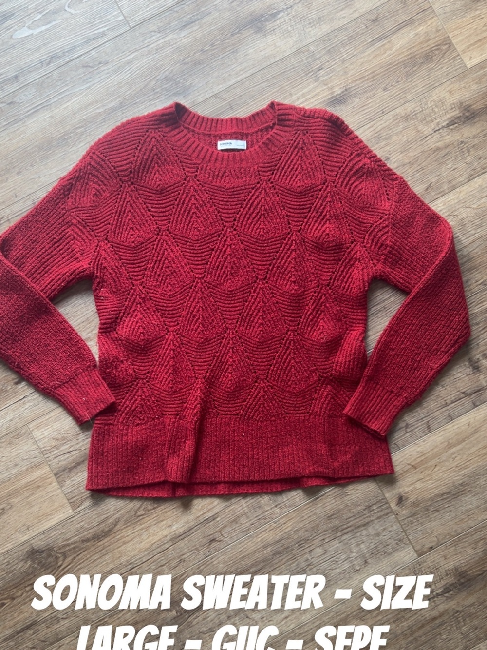 Sonoma Red Textured Crewneck Sweater